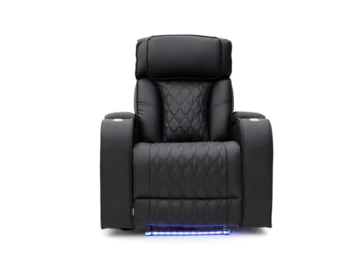 Tech 11 Smart 3+2+1 Electric Recliner Sofa Set Black Aire Leather - Image 7