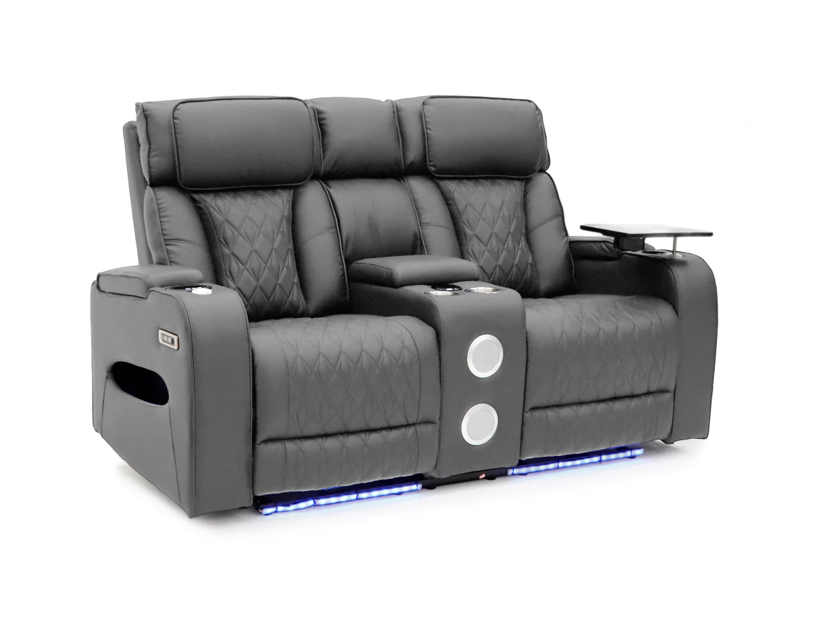 Tech 11 Smart Grey Electric Recliner Sofa Set 3+2+1 Aire Leather - Image 3