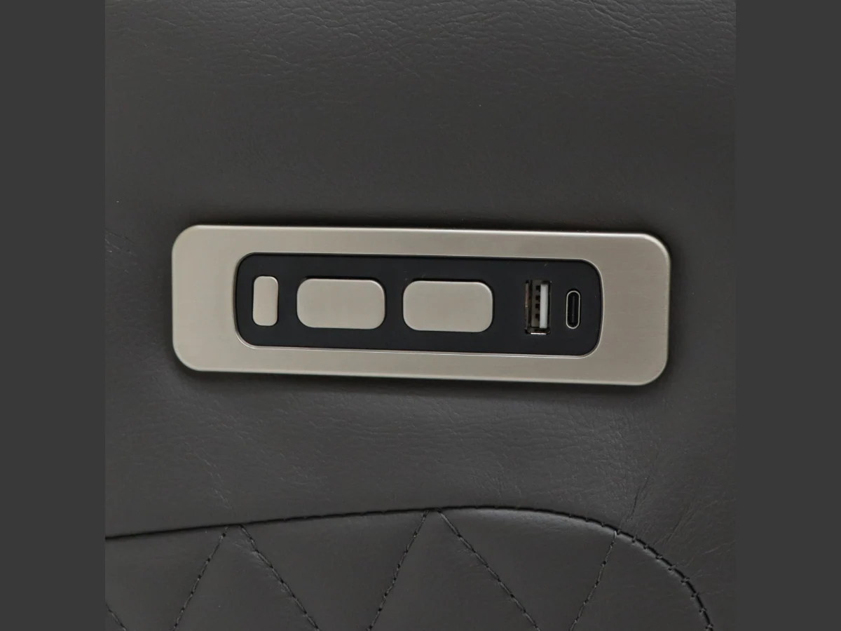 Tech 8 Smart 3 Seater Electric Recliner Sofa Grey Aire Leather - Image 6