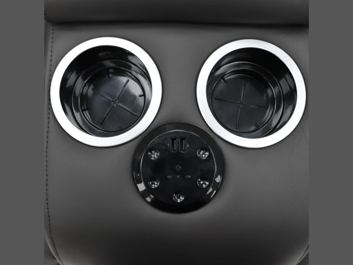 Tech 8 Smart 3+2+1 Electric Recliner Sofa Set Grey Aire Leather - Image 12