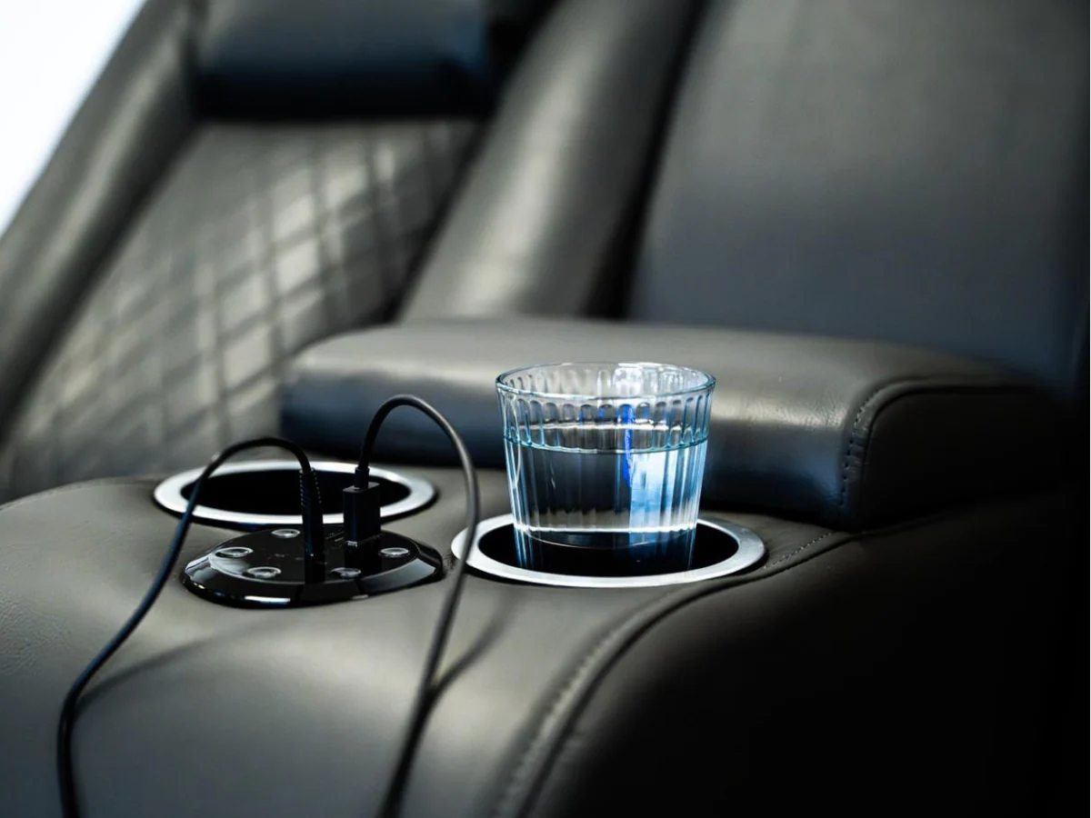 Tech 8 Smart 3+2+1 Electric Recliner Sofa Set Grey Aire Leather - Image 4