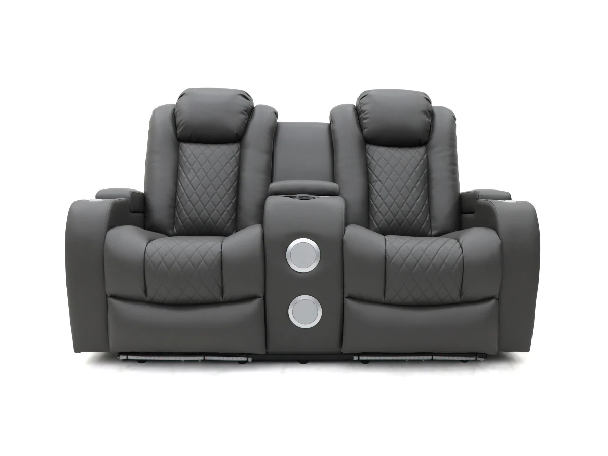 Tech 8 Smart Grey 2 Seater Electric Recliner Sofa Aire Leather - Image 3