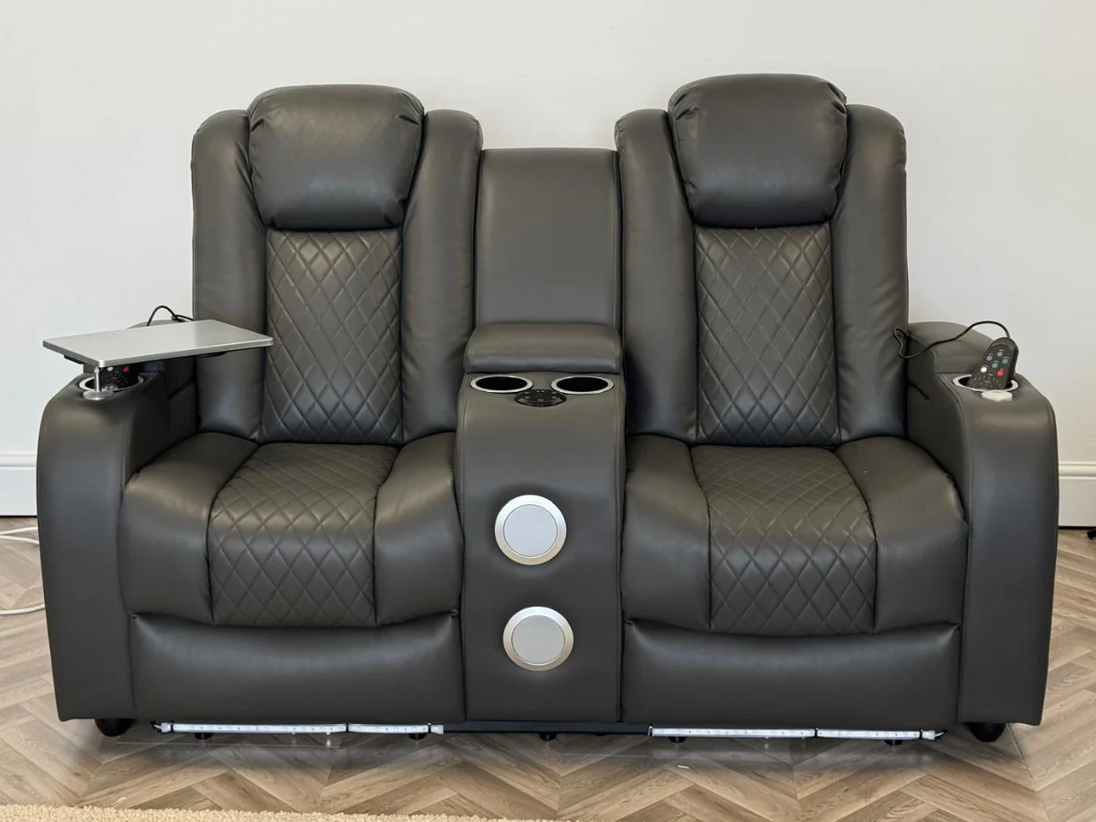 Tech 8 Smart Grey 2 Seater Electric Recliner Sofa Aire Leather - Image 9