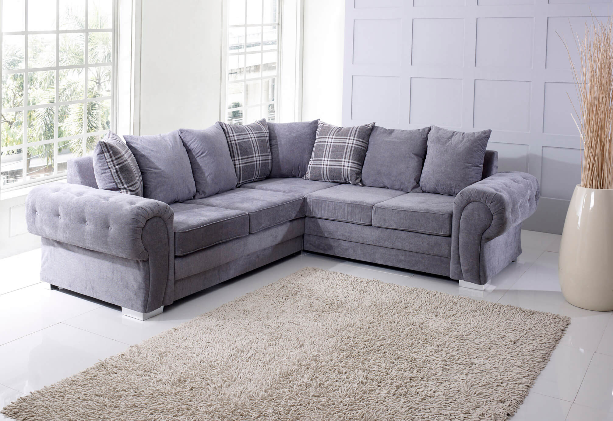 Verona Fernando Corner Sofa Bed Scatter Back Sleeper Grey - Image 3