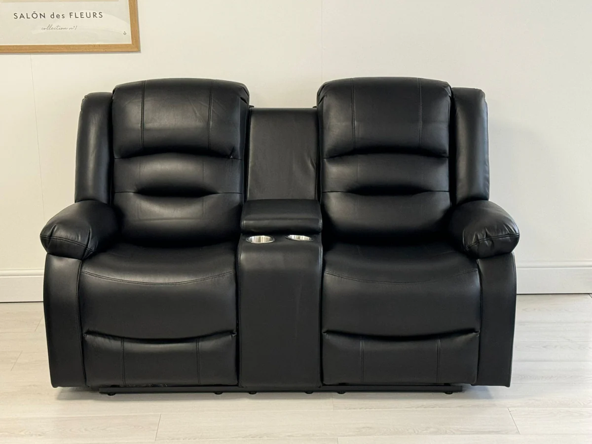 Vinson 2 Seater Electric Recliner Sofa Black Aire Leather - Image 3