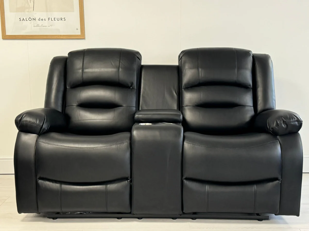 Vinson 2 Seater Electric Recliner Sofa Black Aire Leather - Image 4
