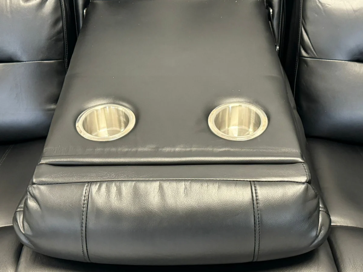 Vinson 2 Seater Electric Recliner Sofa Black Aire Leather - Image 8