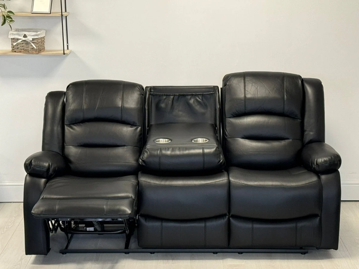 Vinson 3+2+1 Electric Recliner Sofa Set Black Aire Leather - Image 14