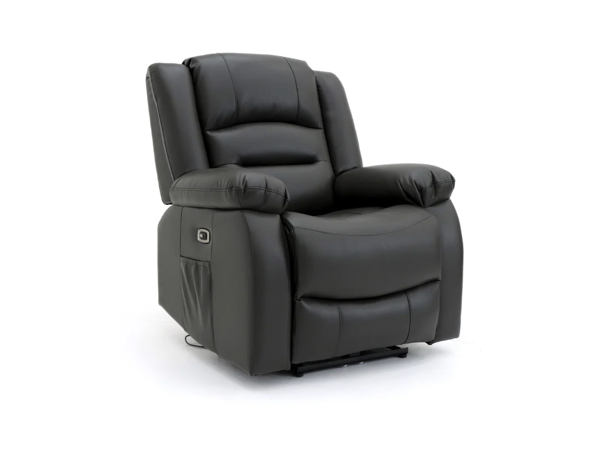 Vinson 3+2+1 Electric Recliner Sofa Set Black Aire Leather - Image 4