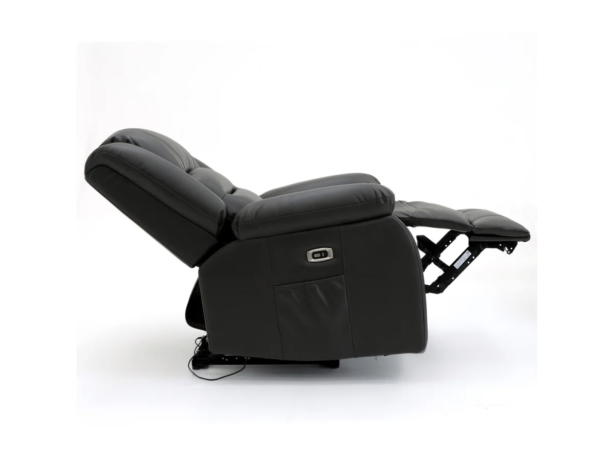 Vinson 3+2+1 Electric Recliner Sofa Set Black Aire Leather - Image 5