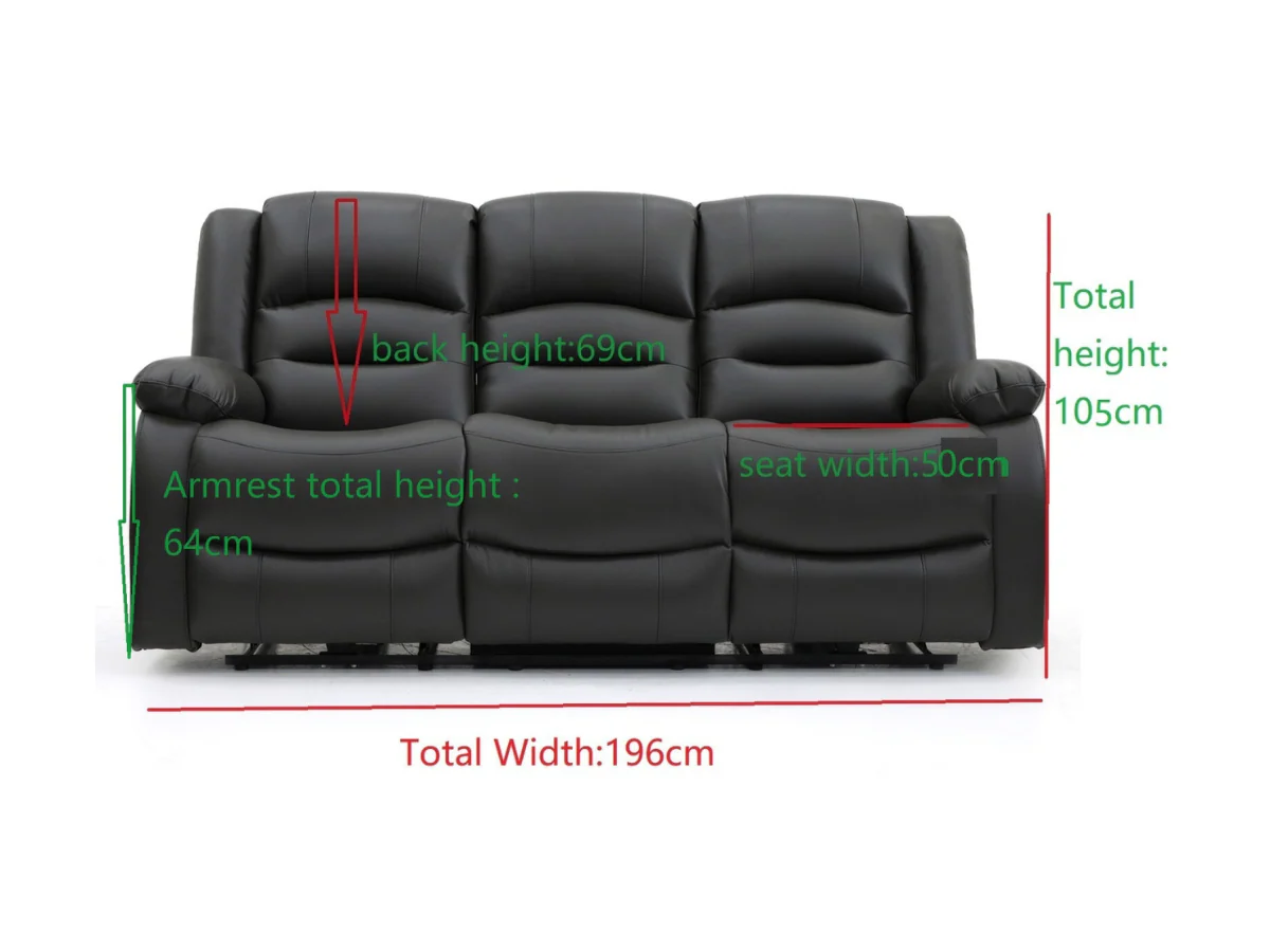Vinson 3+2+1 Electric Recliner Sofa Set Black Aire Leather - Image 7