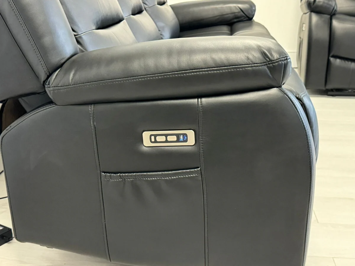 Vinson 3 Seater Electric Recliner Sofa  Black Aire Leather - Image 10