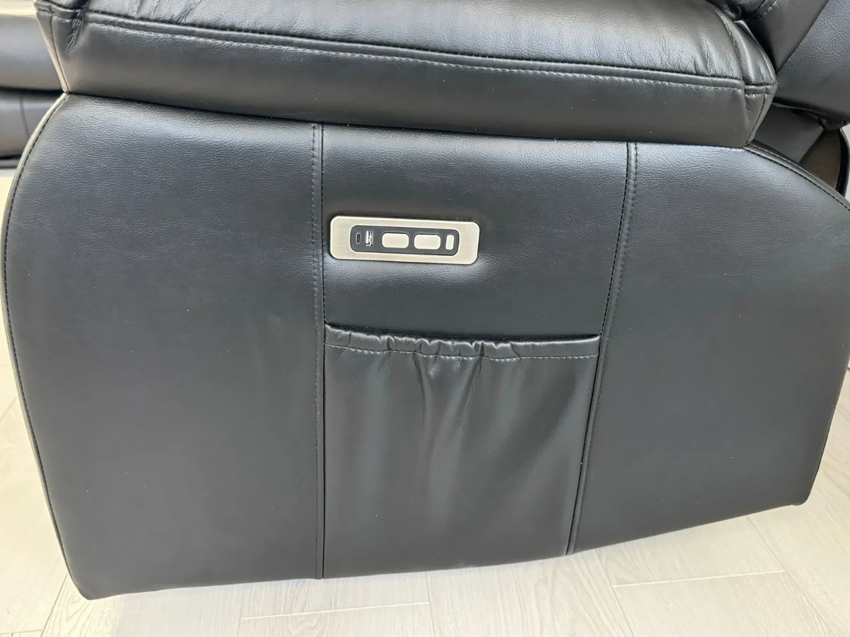 Vinson 3 Seater Electric Recliner Sofa  Black Aire Leather - Image 9